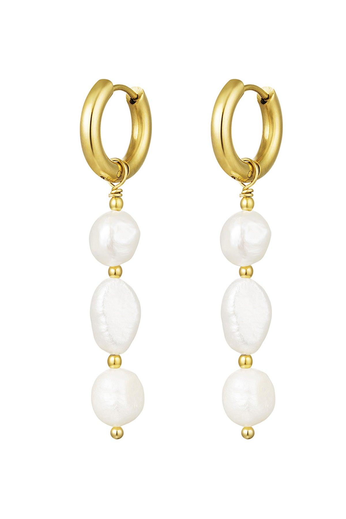 FRENCH RIVIERA | Juliette gold-tone surgical steel rings with pearl