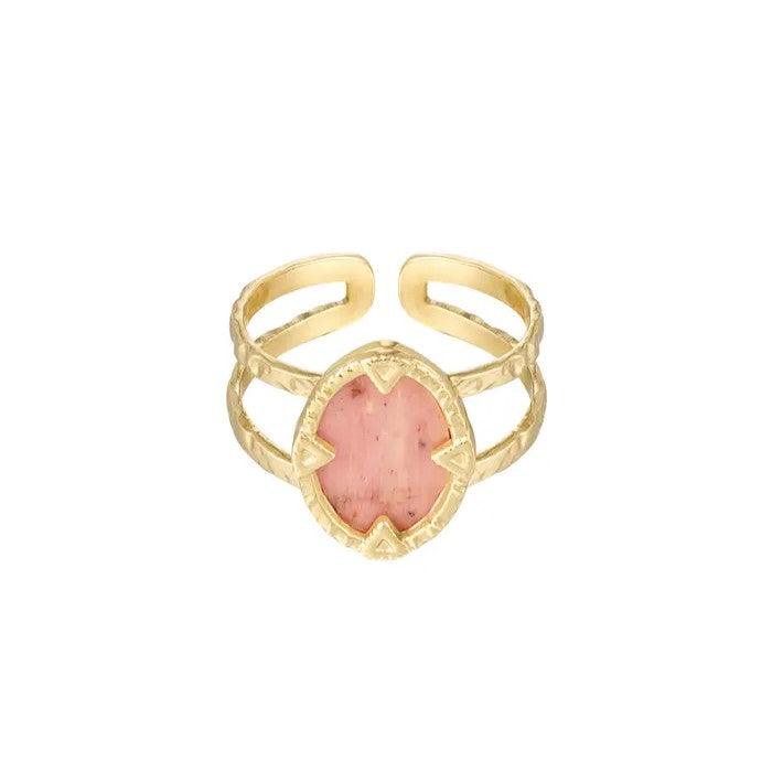 FRENCH RIVIERA | Sophia Ring - pink stone ring made of surgical steel