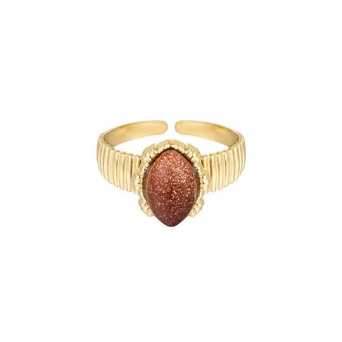 FRENCH RIVIERA | Lily Ring - brown stone ring made of surgical steel