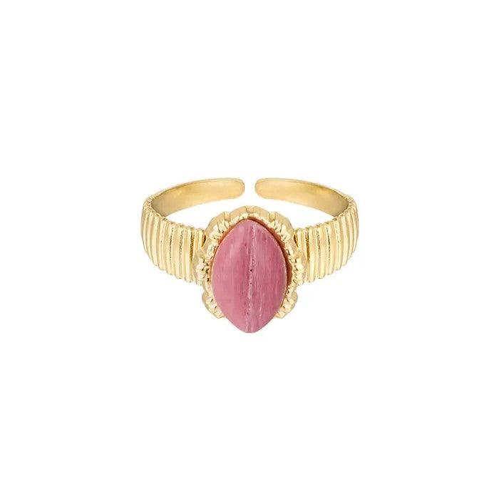 FRENCH RIVIERA | Lily Ring - pink stone ring made of surgical steel