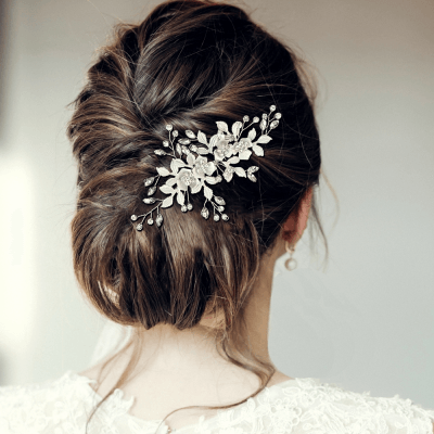 ATHENA BRIDAL | Sara flower hair clip (silver)