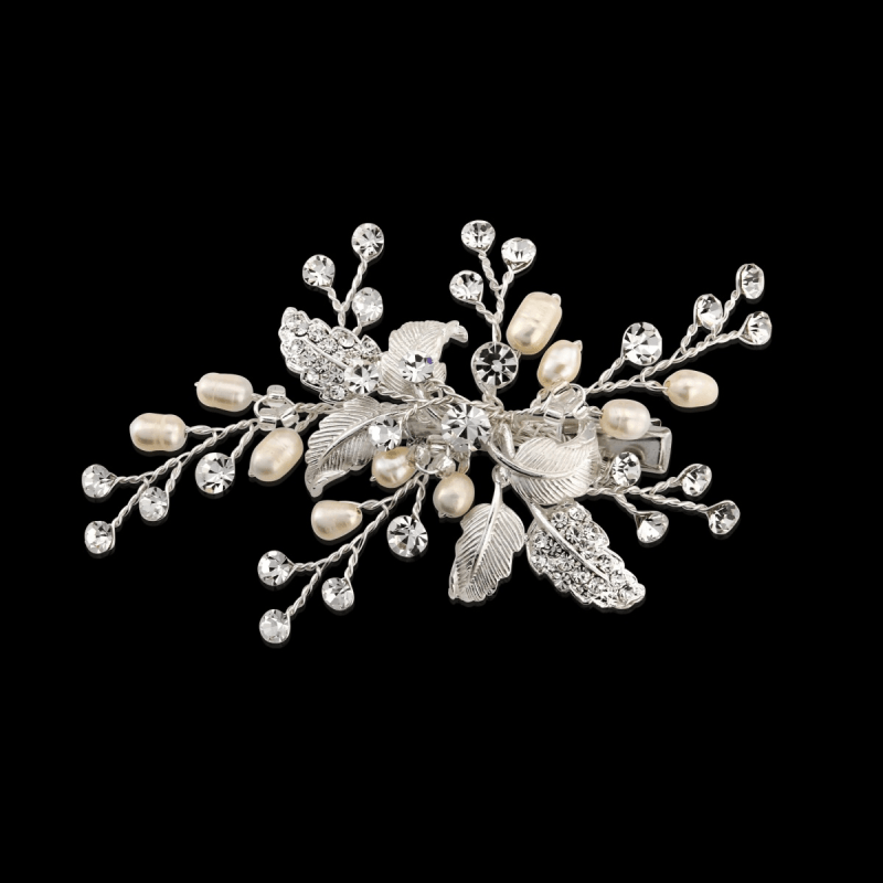 ATHENA BRIDAL | Sandrine pearl hair clip (silver)