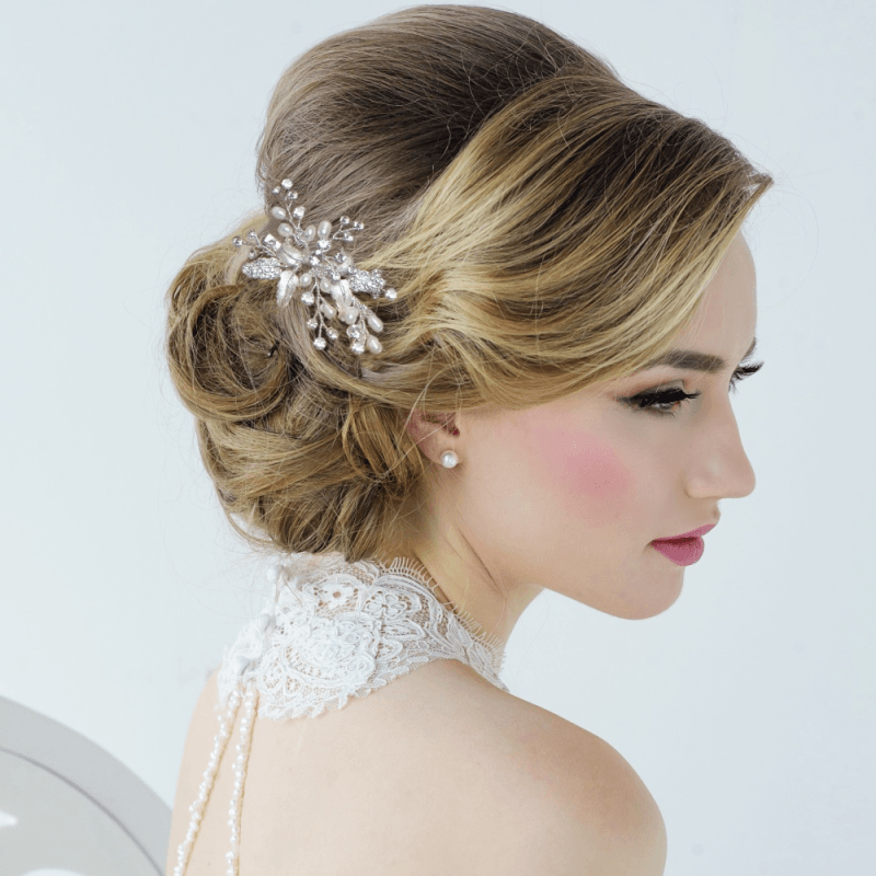 ATHENA BRIDAL | Sandrine pearl hair clip (silver)