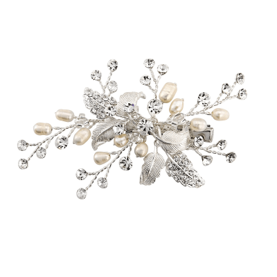 ATHENA BRIDAL | Sandrine pearl hair clip (silver)