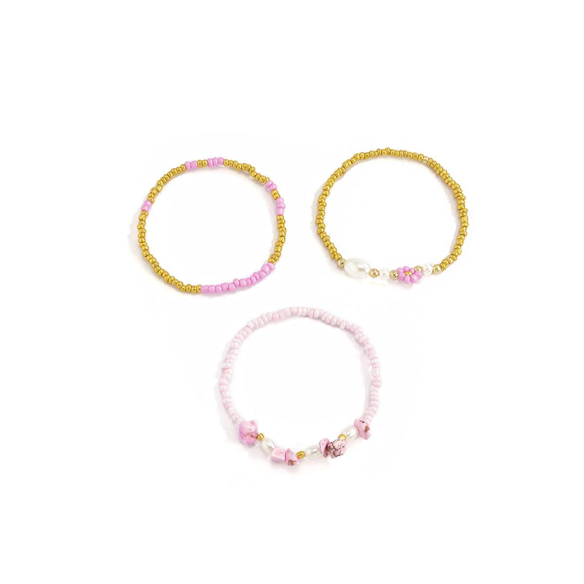 FRENCH RIVIERA | Caitlin - set of three pink summer bracelets