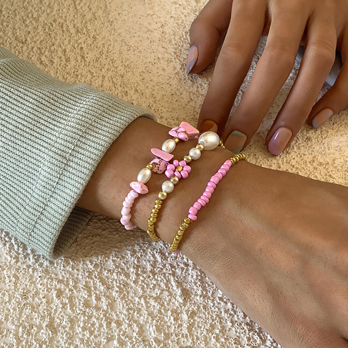 FRENCH RIVIERA | Caitlin - set of three pink summer bracelets