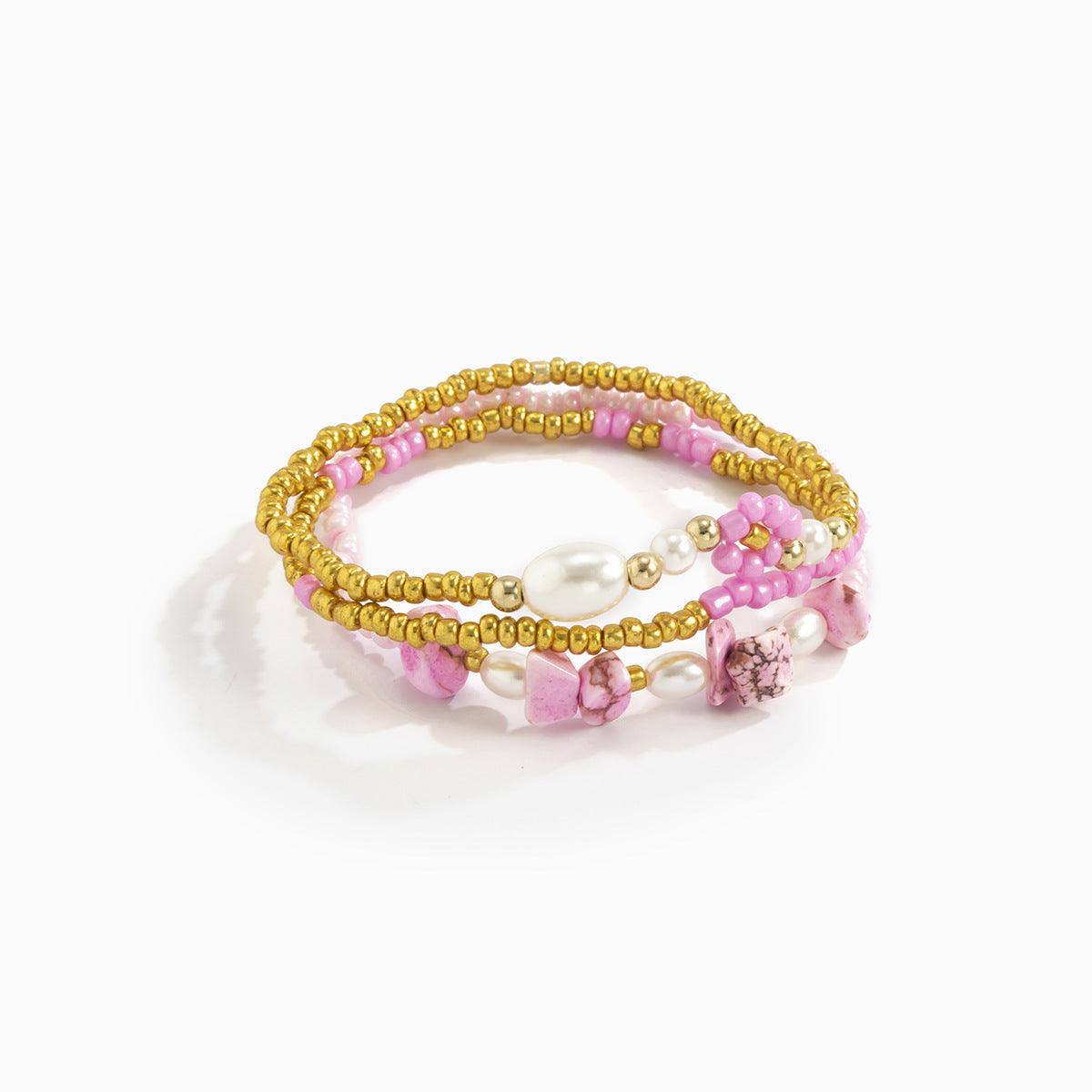 FRENCH RIVIERA | Caitlin - set of three pink summer bracelets