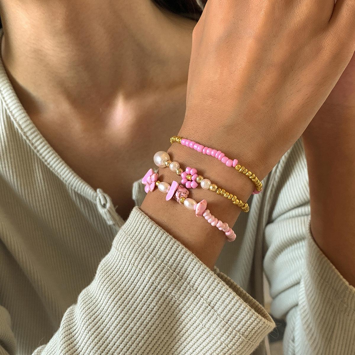 FRENCH RIVIERA | Caitlin - set of three pink summer bracelets