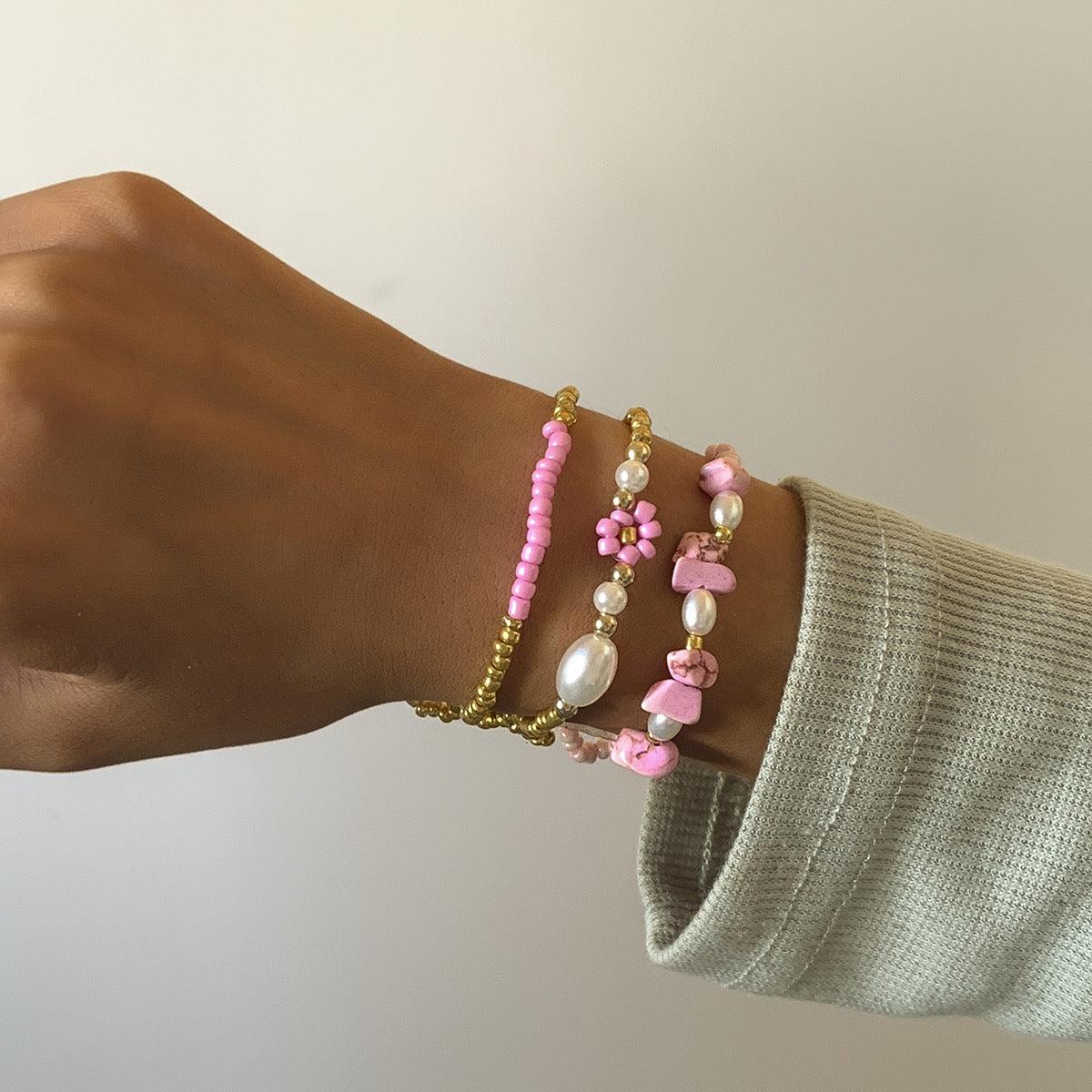 FRENCH RIVIERA | Caitlin - set of three pink summer bracelets