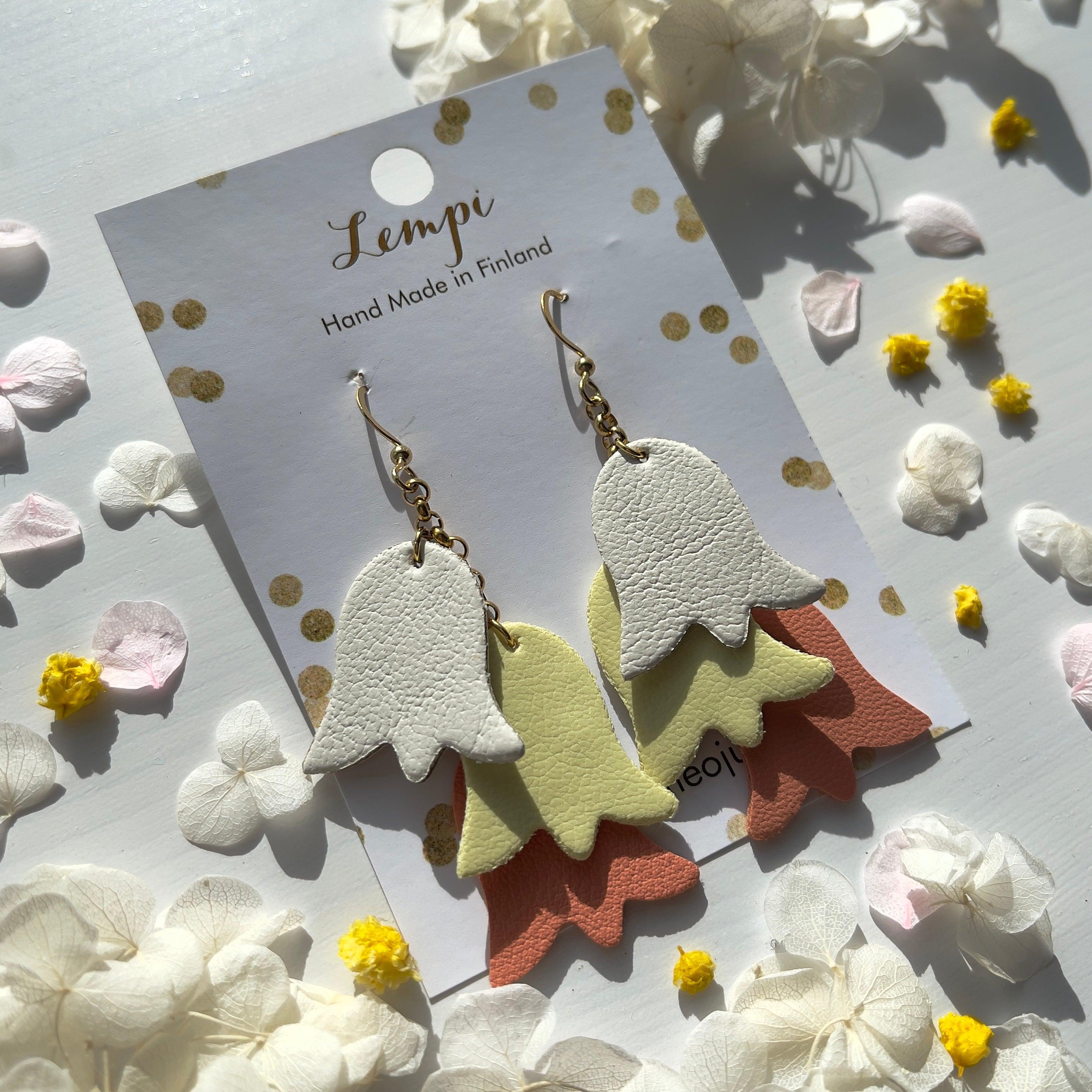 LEMPI® earrings, Keto (white-light yellow-orange)