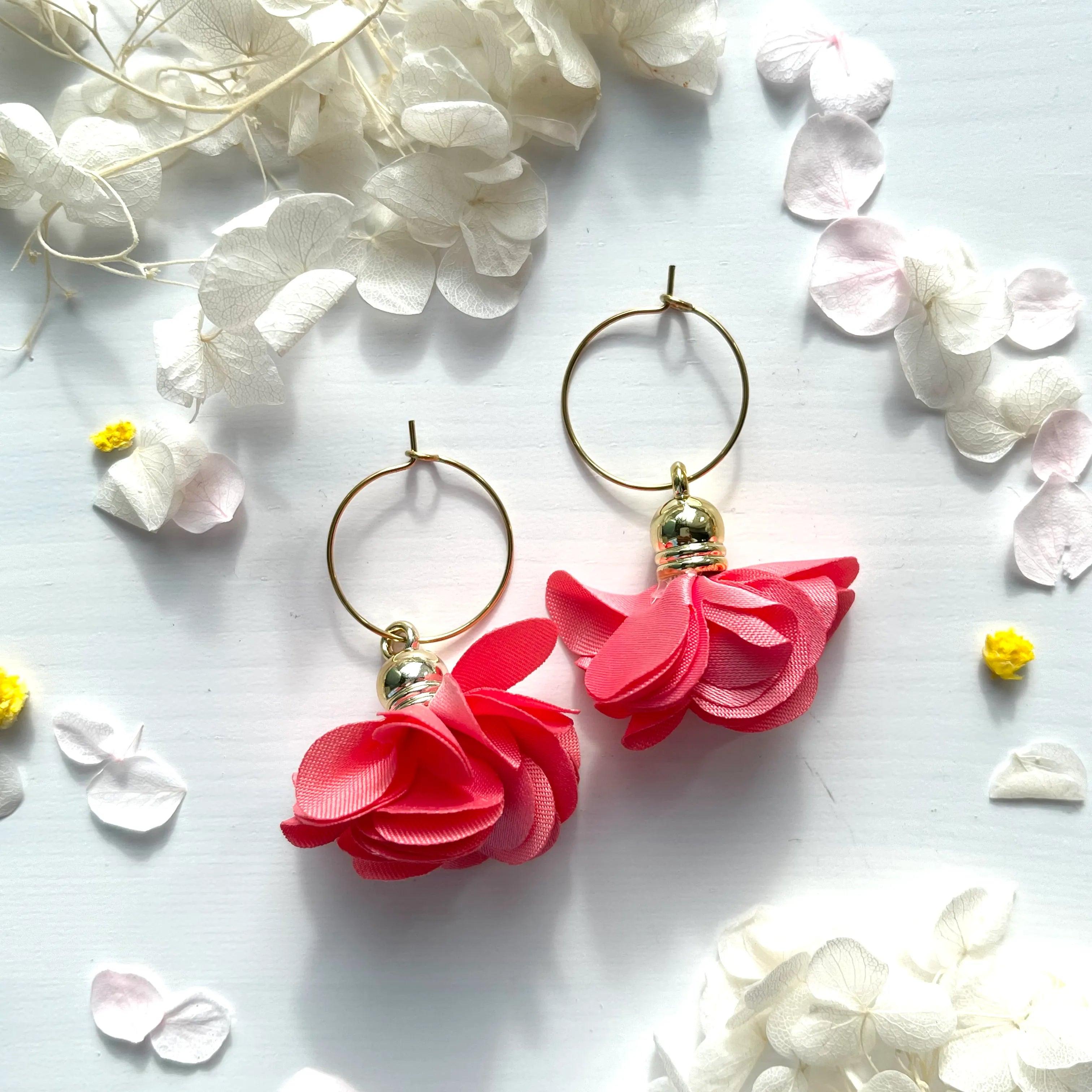 2 in 1 earrings, Daisy (coral)