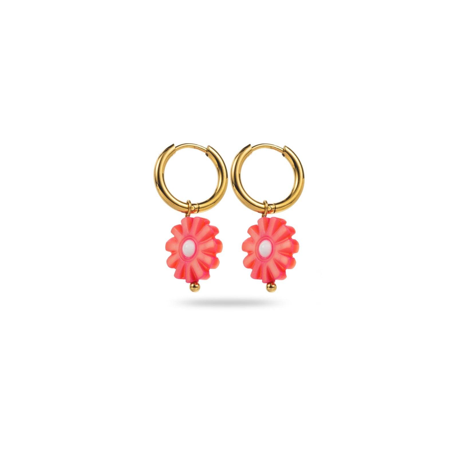 FRENCH RIVIERA | Julie surgical steel rings with flowers (coral)