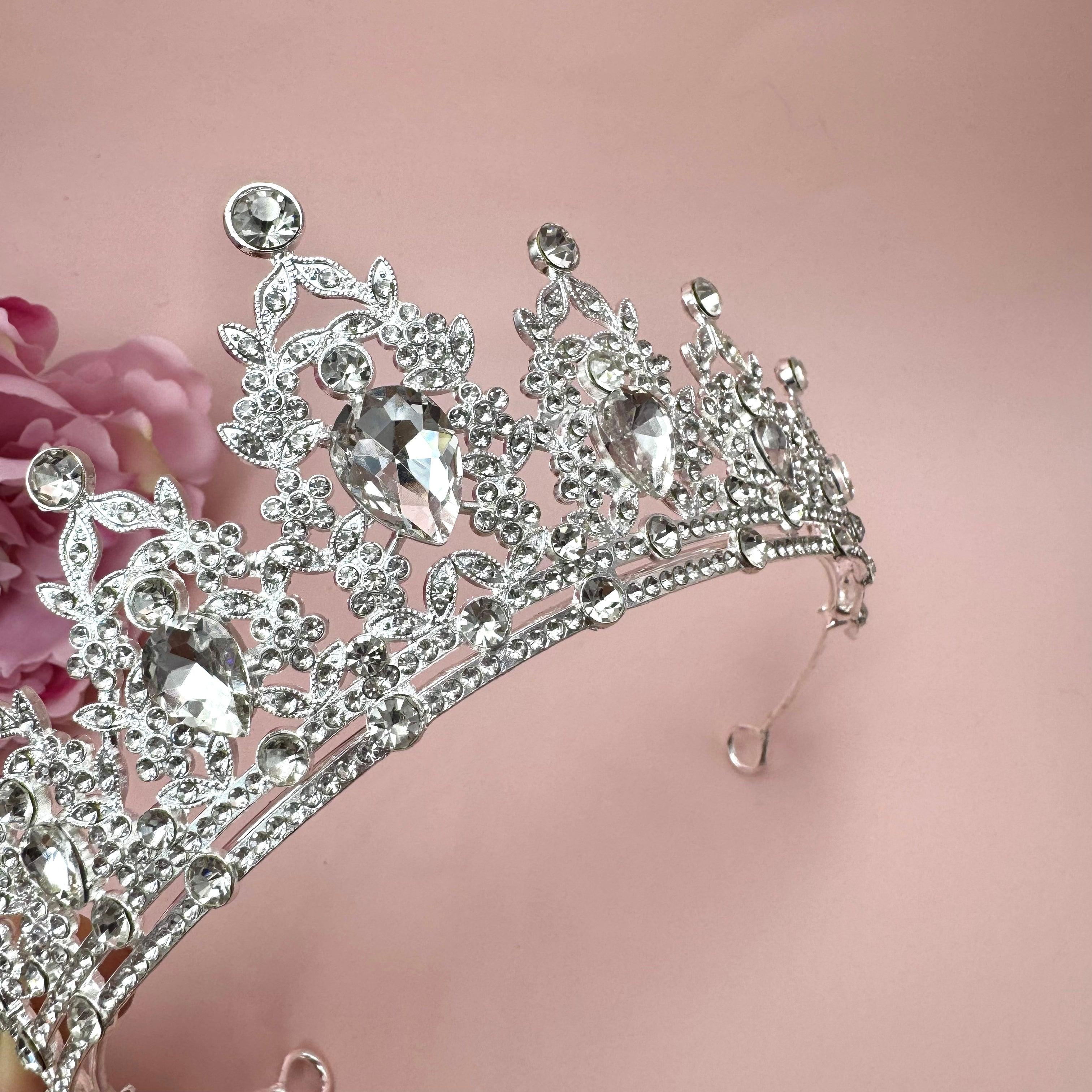 ROMANCE, Gloria -silver-colored high tiara with bright stones