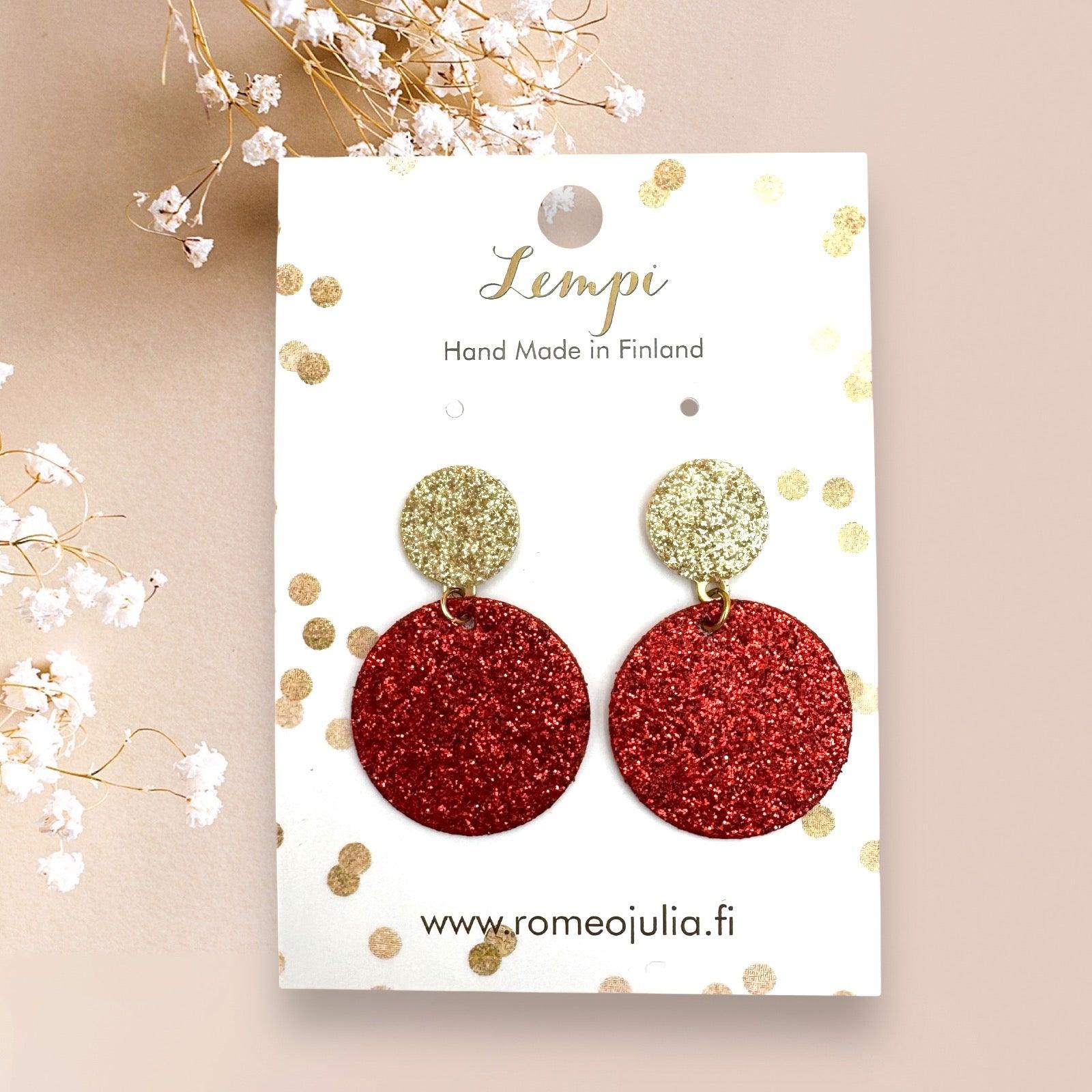 LEMPI® earrings, Seela (red glitter)