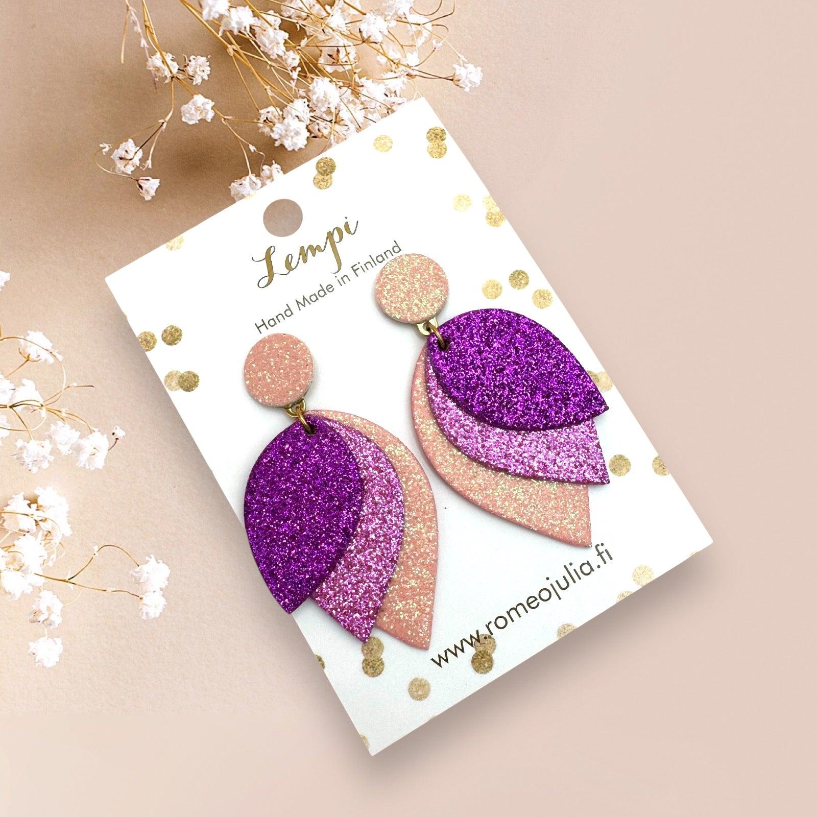 LEMPI® earrings, Glow (multi-tone pink glitter)