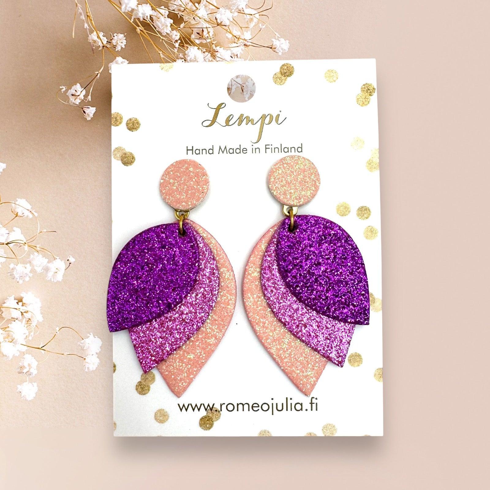 LEMPI® earrings, Glow (multi-tone pink glitter)