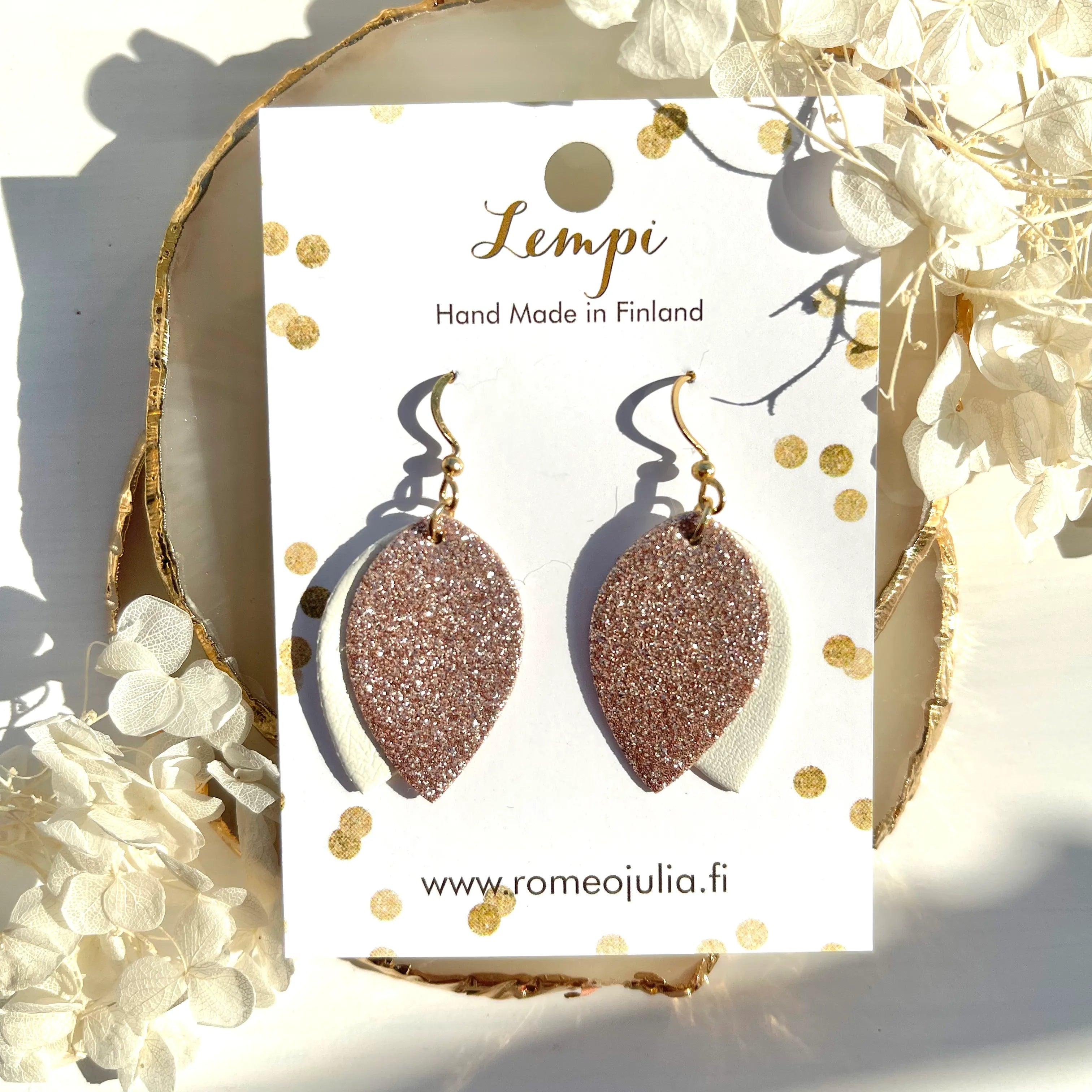 LEMPI® earrings, Bud (white-rose gold)