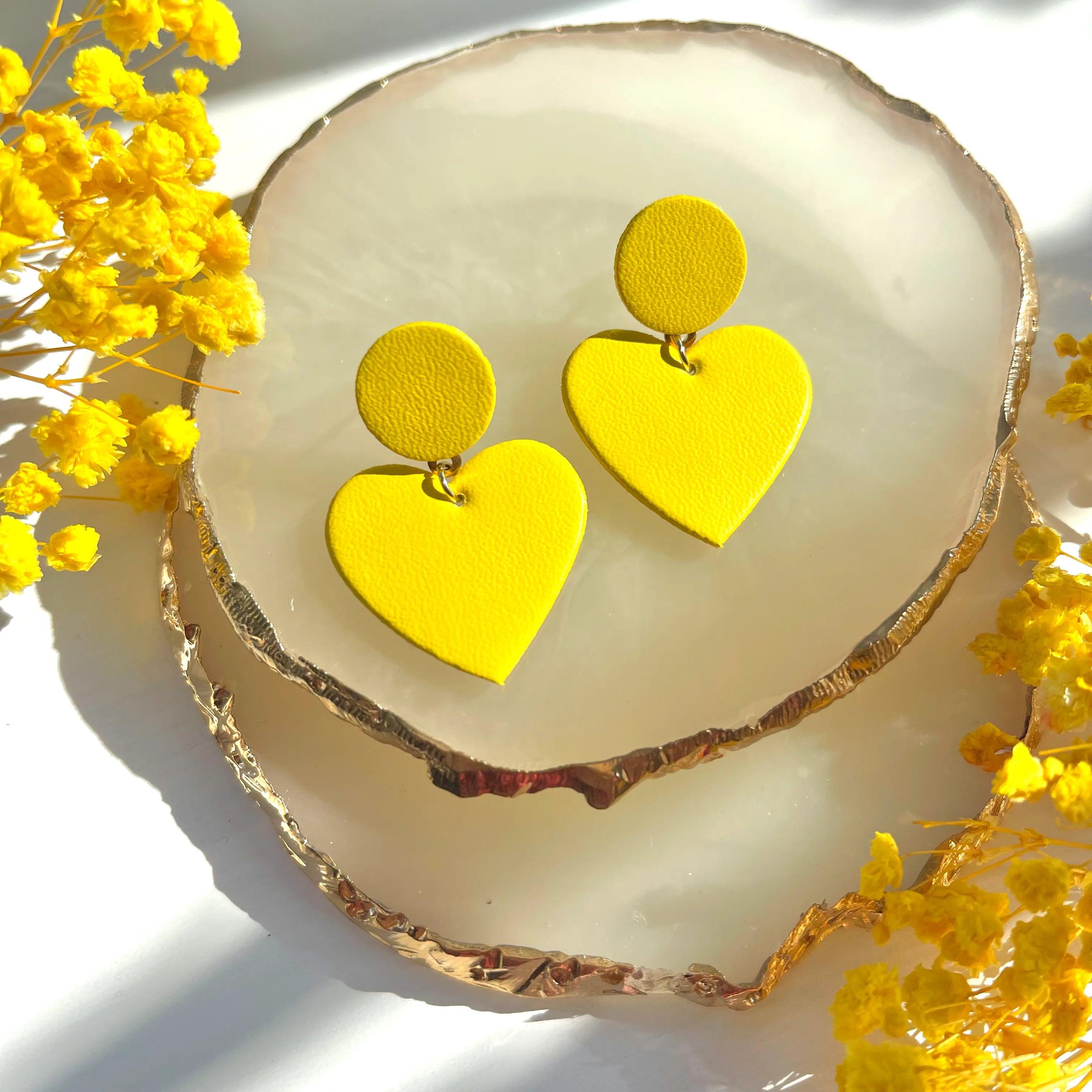 LEMPI® earrings, Hellä yellow heart earrings