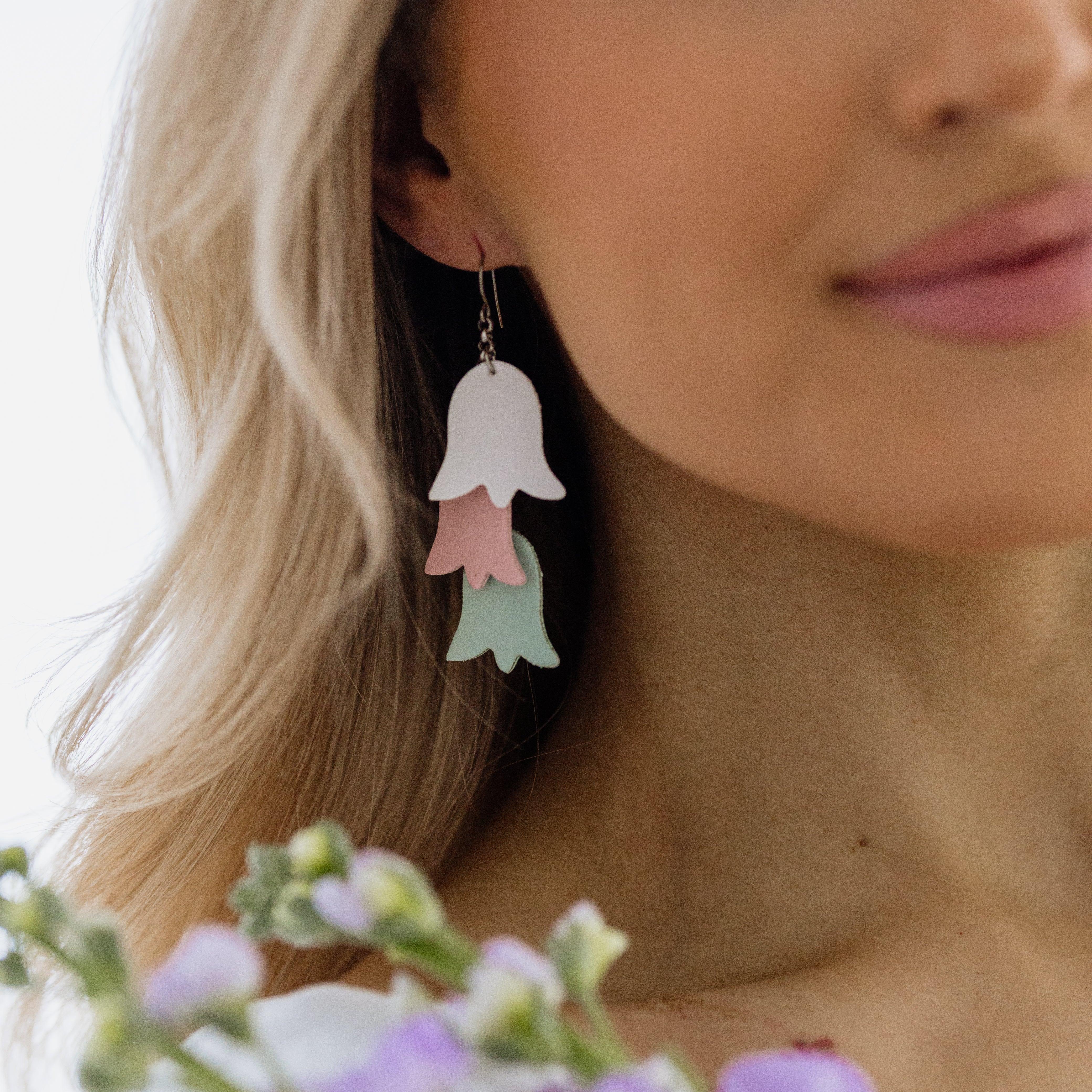 LEMPI® earrings, Keto (white-pink-green)