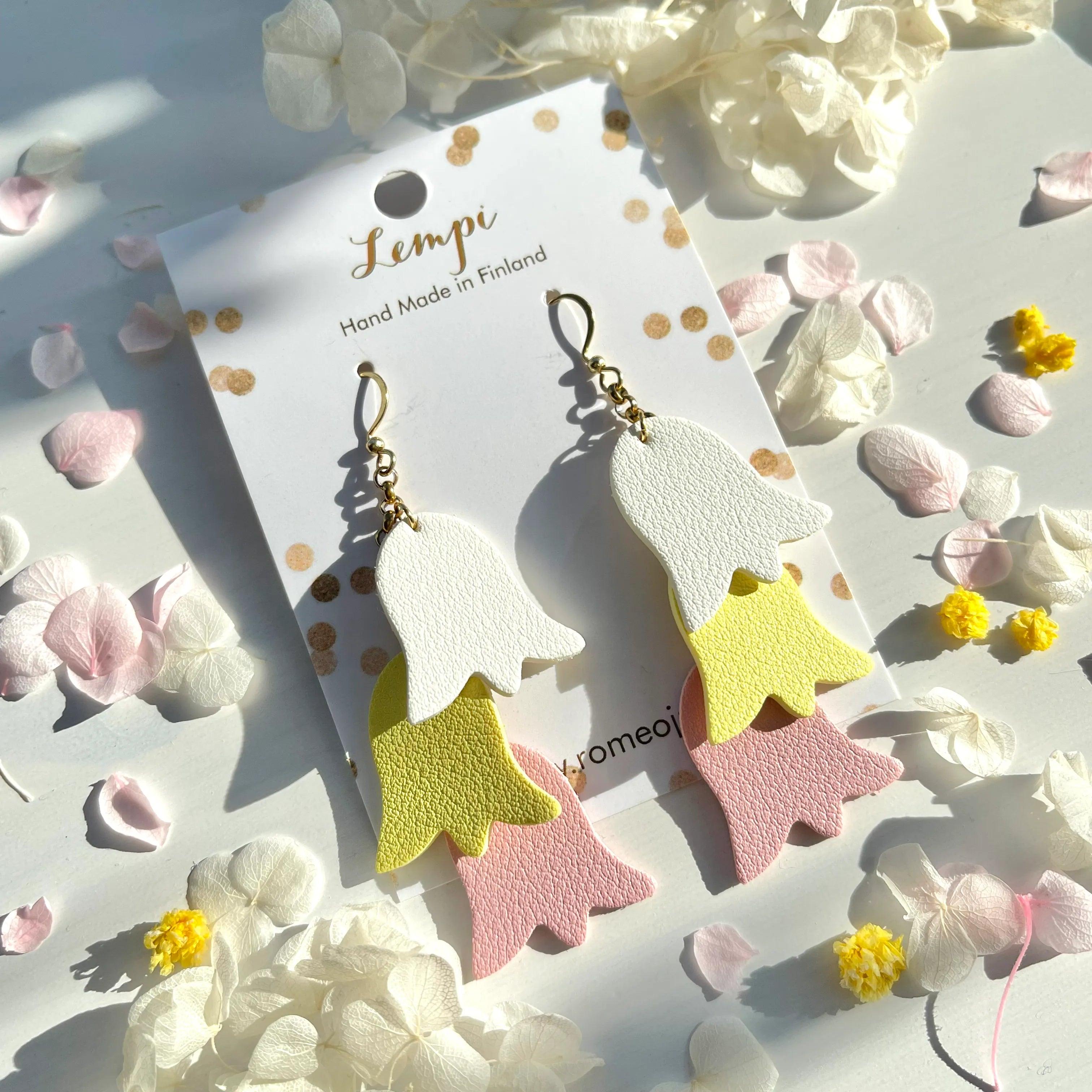 LEMPI® earrings, Keto (white-light yellow-pink)