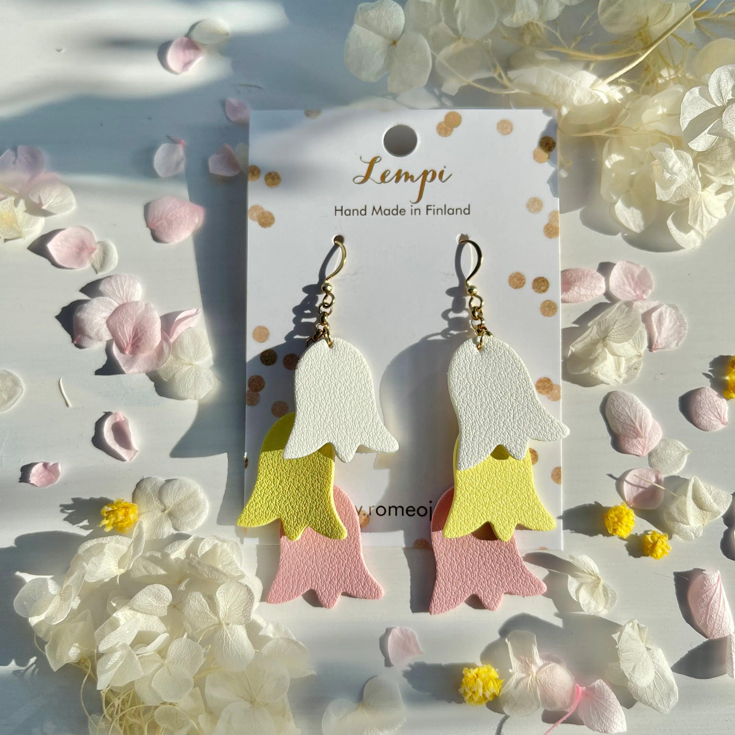 LEMPI® earrings, Keto (white-light yellow-pink)