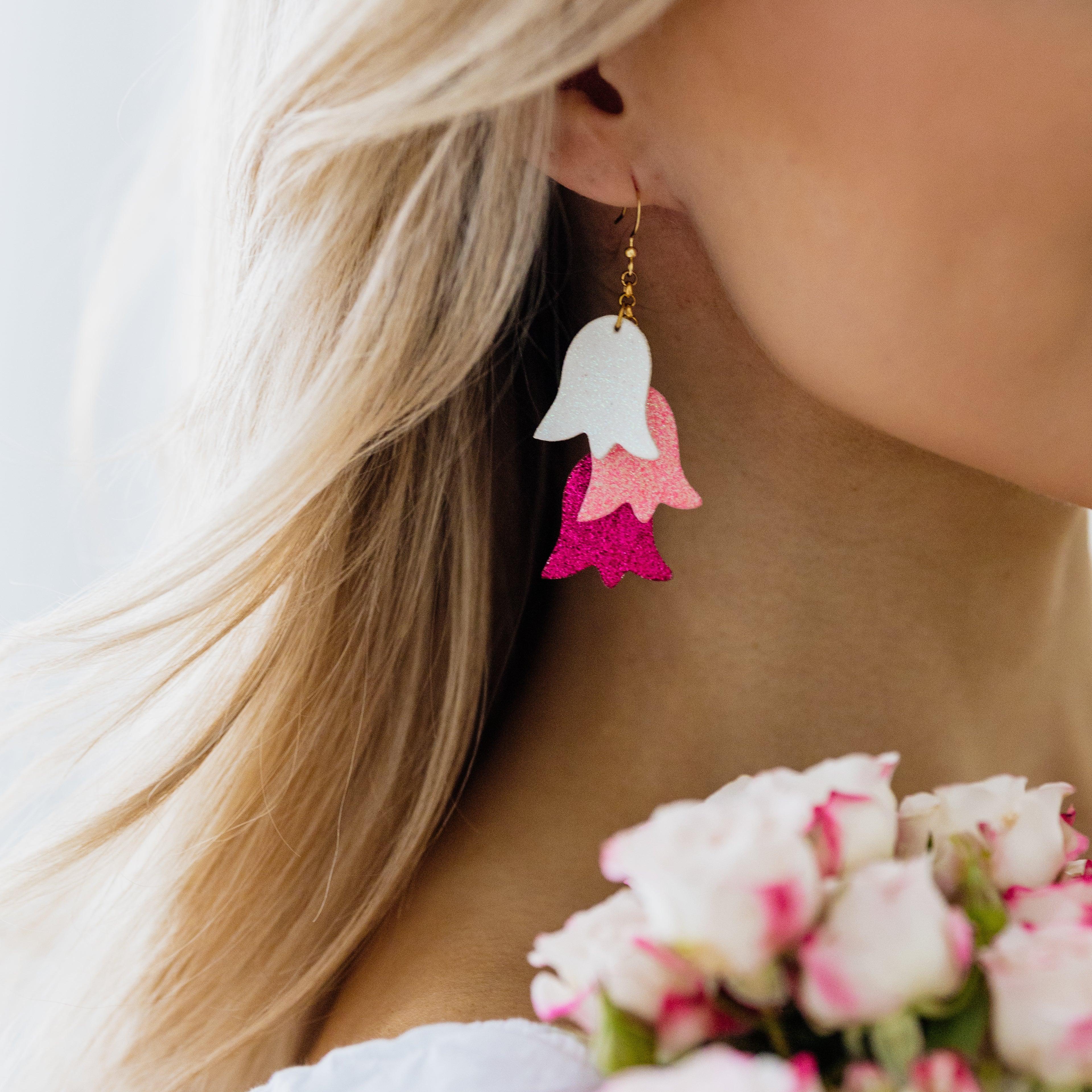 LEMPI® earrings, Keto (white-pink-fuchsia)