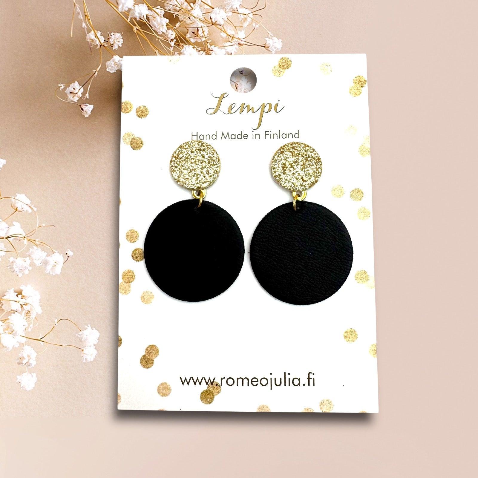 LEMPI® earrings, Seela (black / gold glitter)