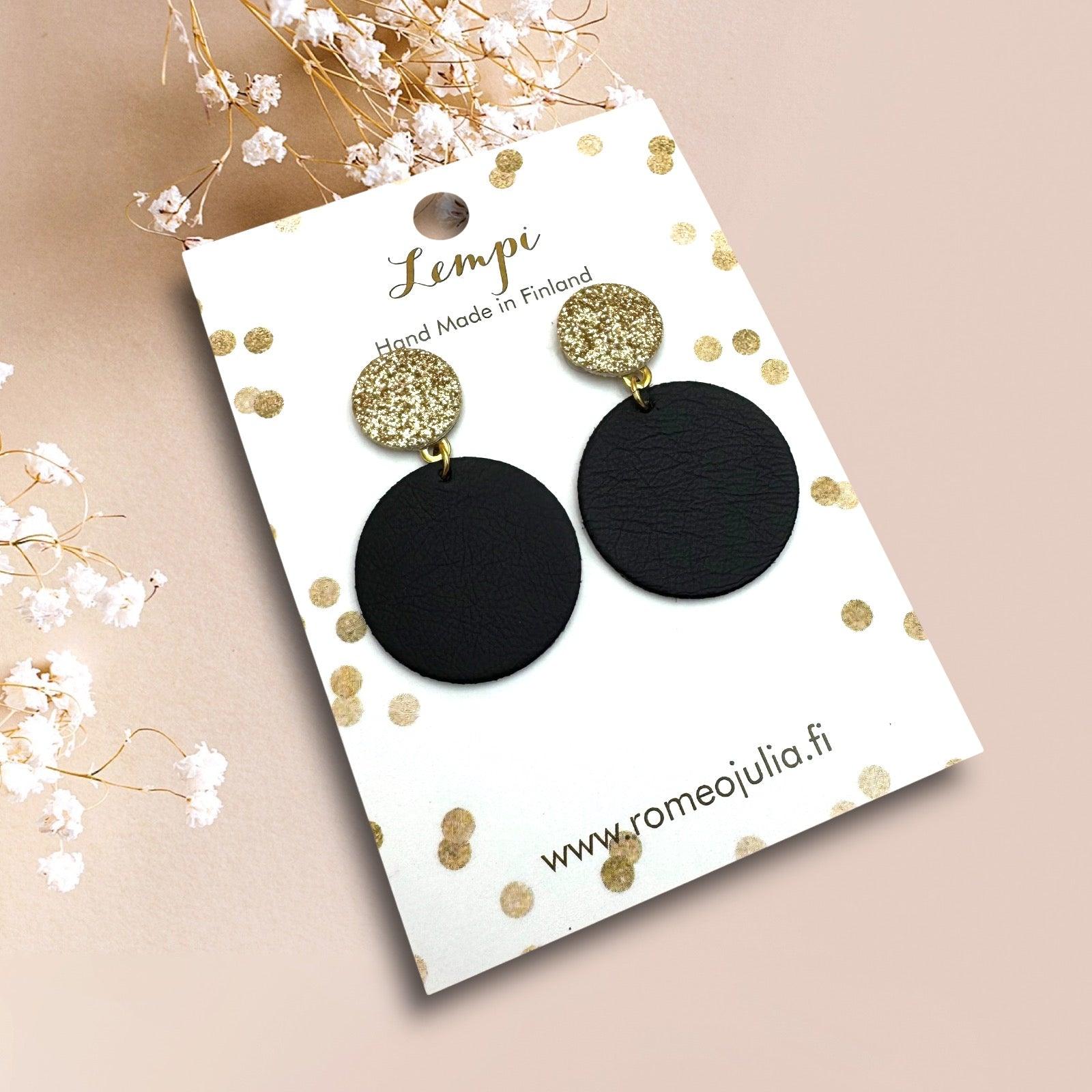 LEMPI® earrings, Seela (black / gold glitter)