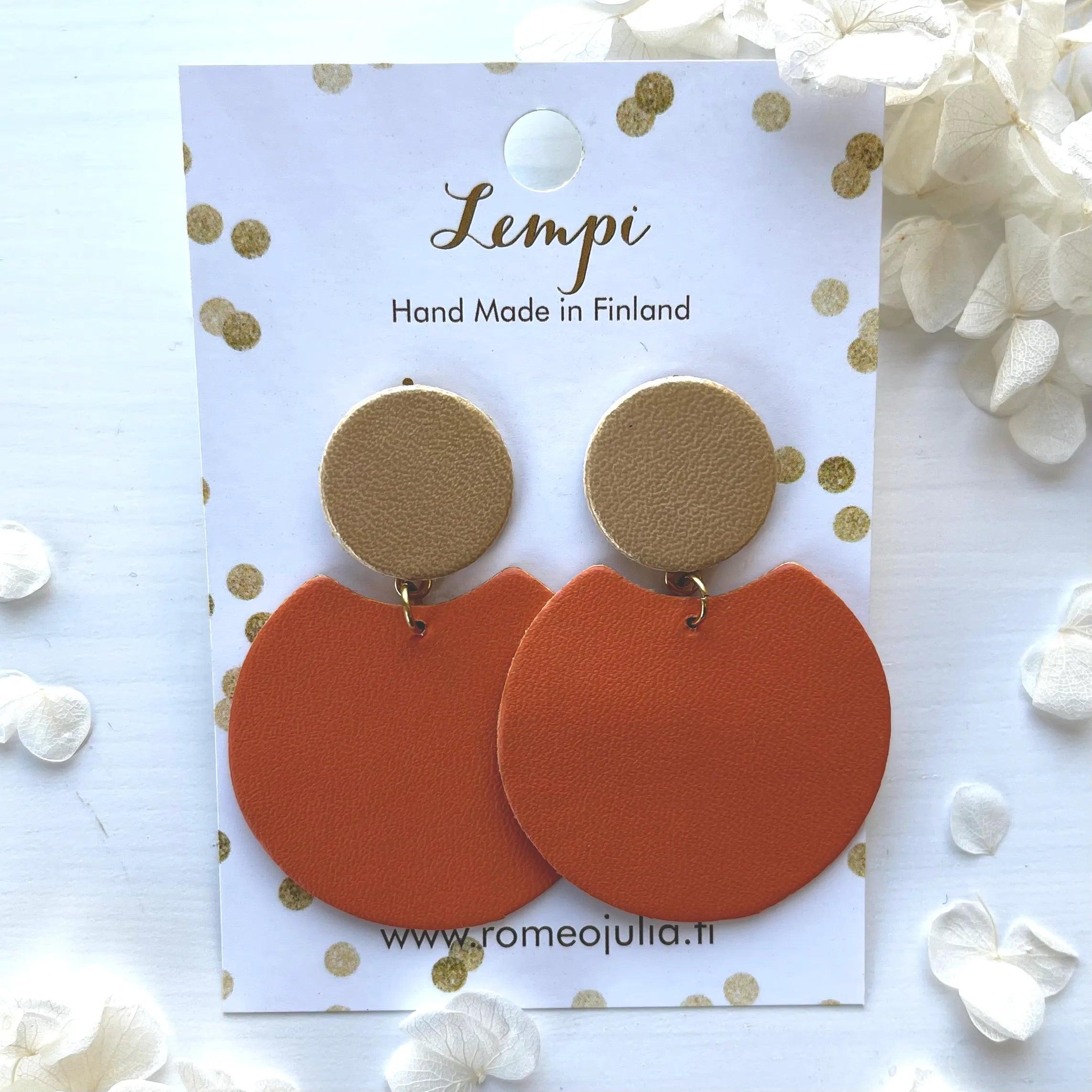 LEMPI® earrings, Tilda -size M (gold-orange)