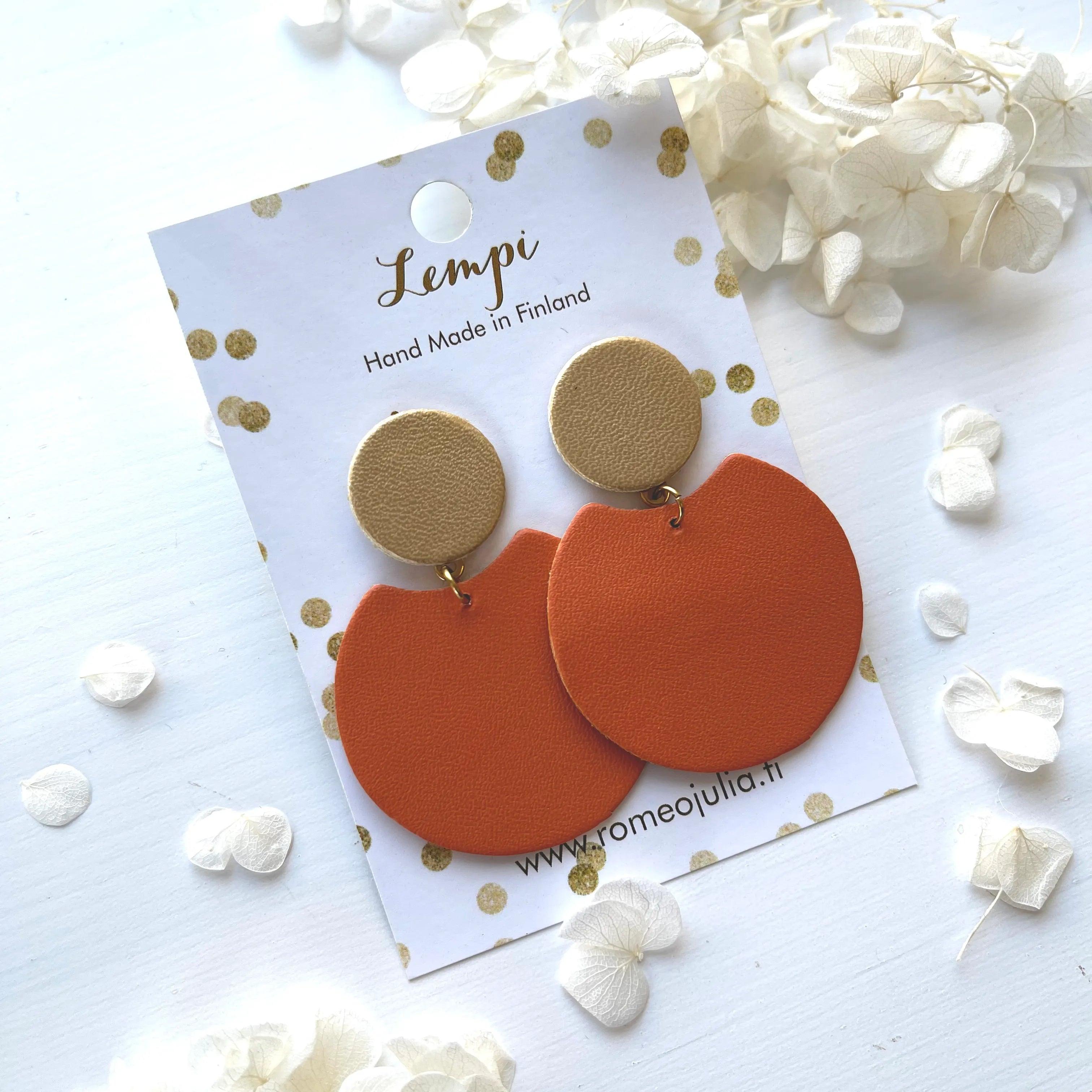 LEMPI® earrings, Tilda -size M (gold-orange)