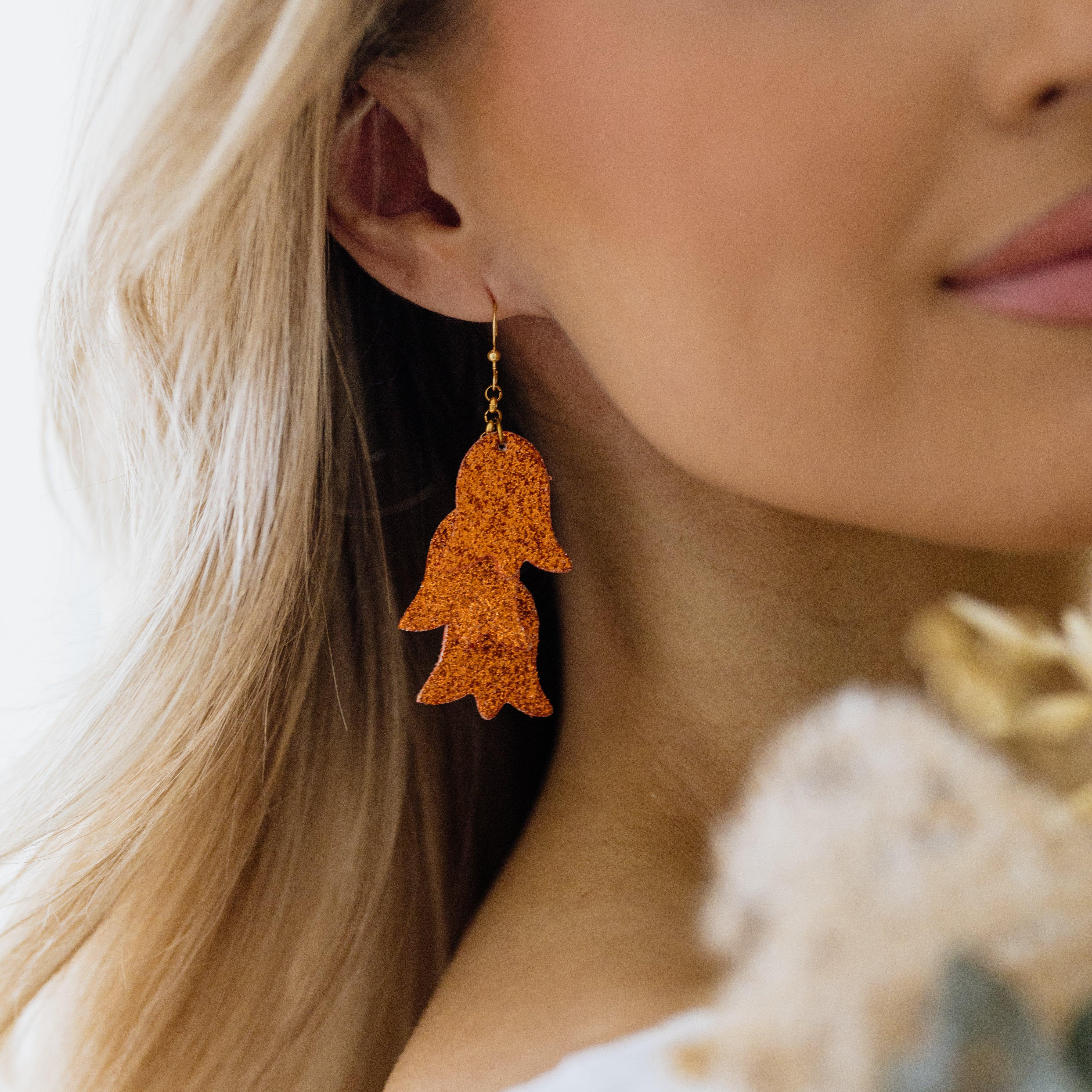 LEMPI® earrings, Keto (orange glitter-gold)