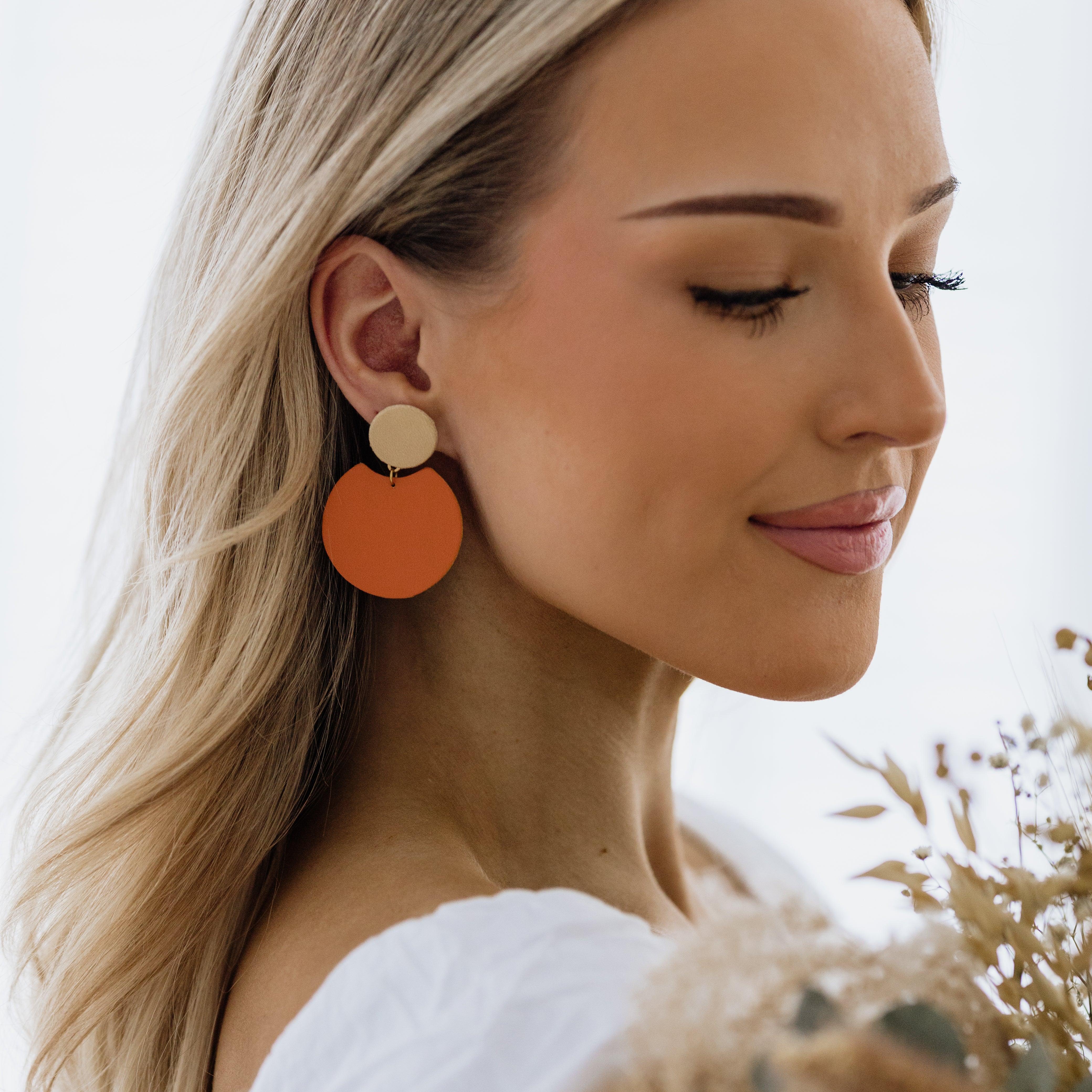 LEMPI® earrings, Tilda -size M (gold-orange)