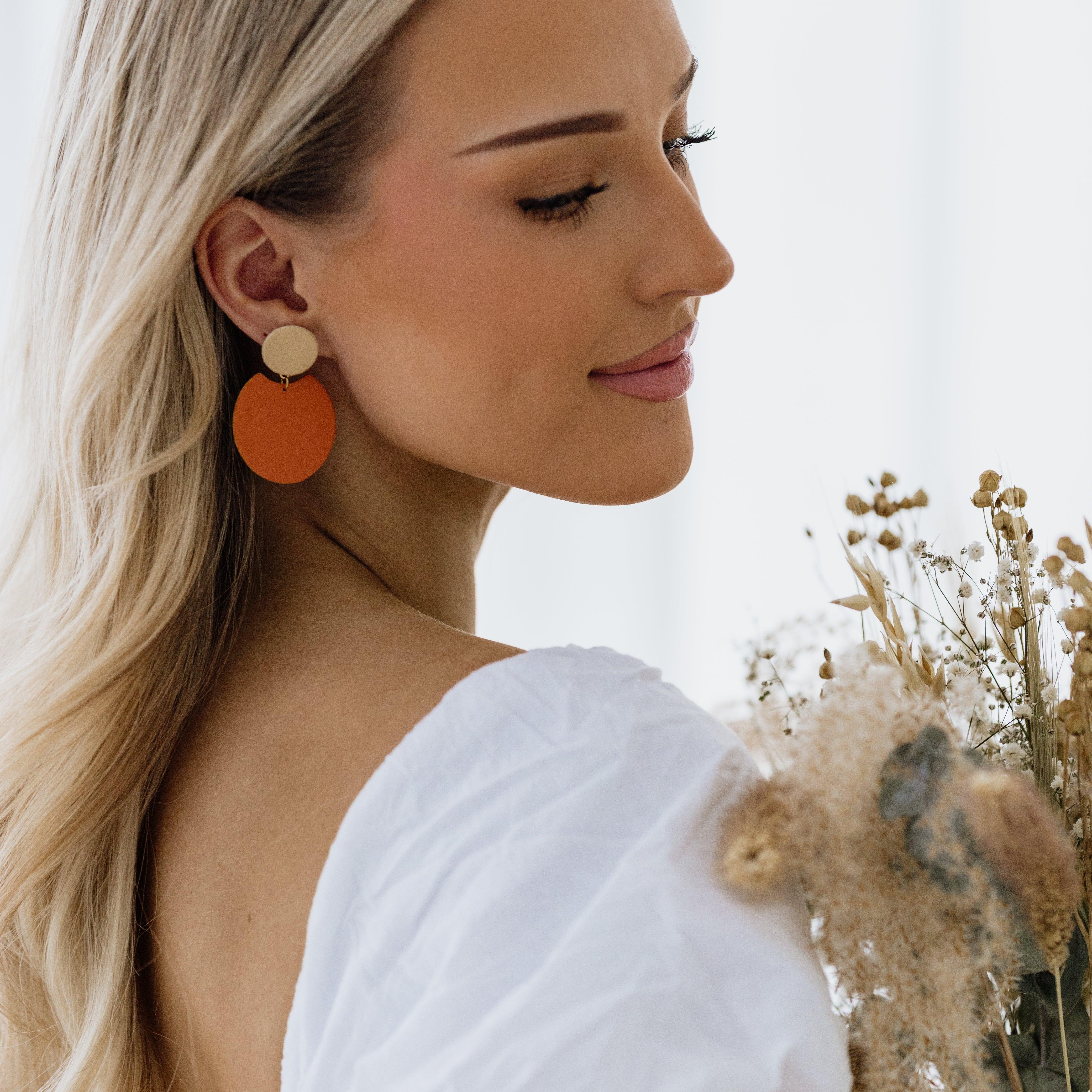 LEMPI® earrings, Tilda -size M (gold-orange)