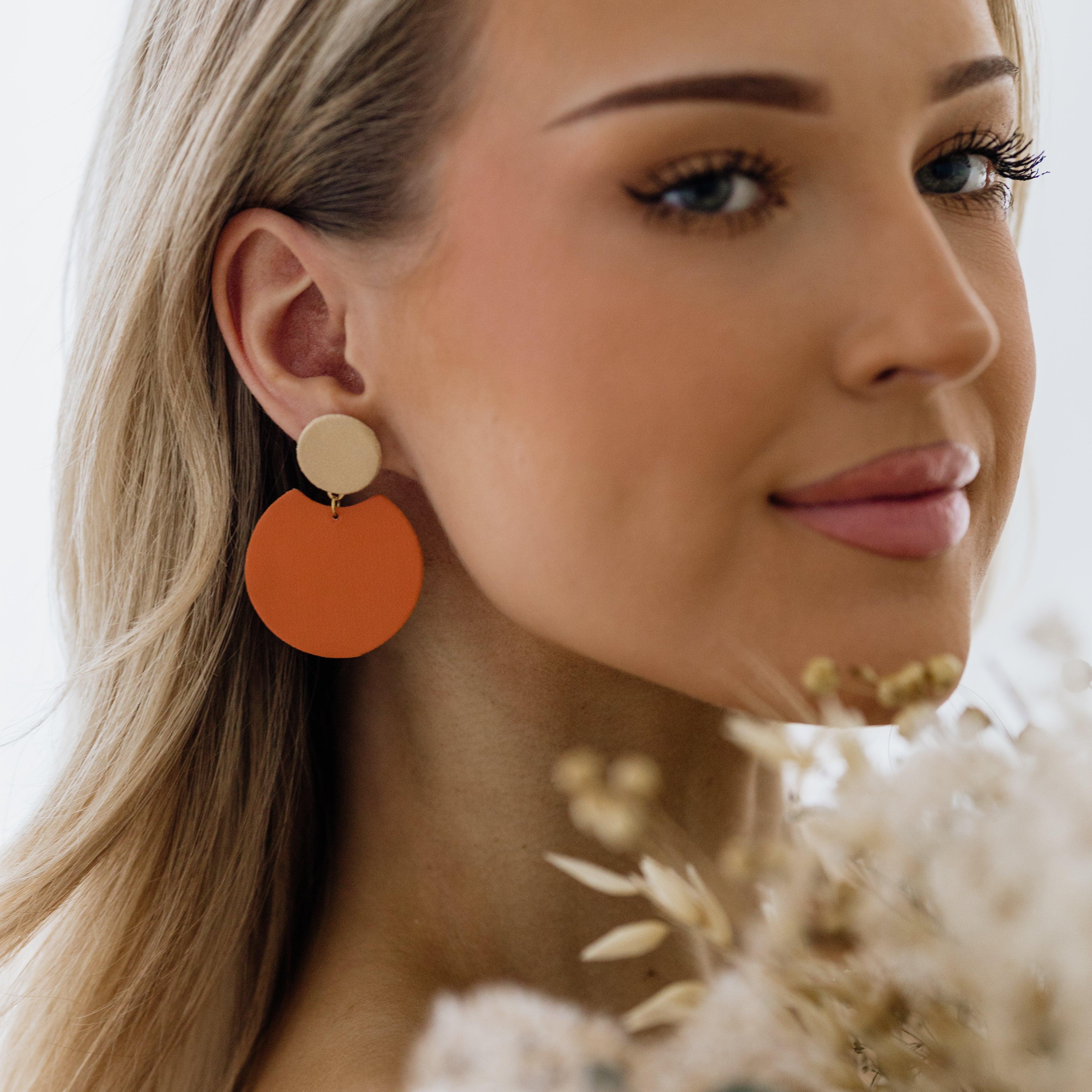 LEMPI® earrings, Tilda -size M (gold-orange)