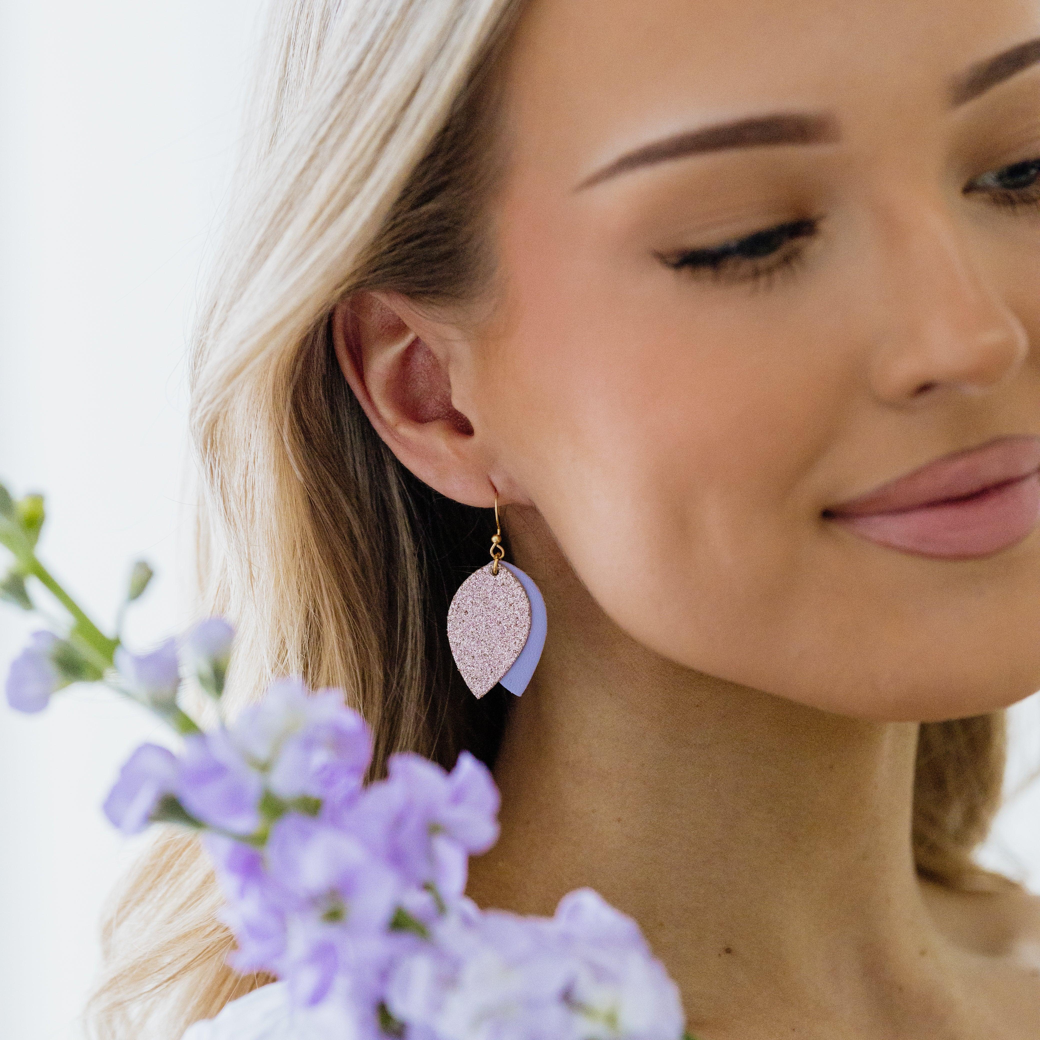 LEMPI® earrings, Bud (lavender-rose gold)