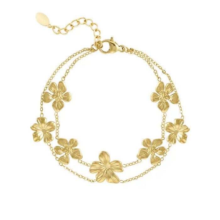 FRENCH RIVIERA | Floralie surgical steel flower bracelet (gold)