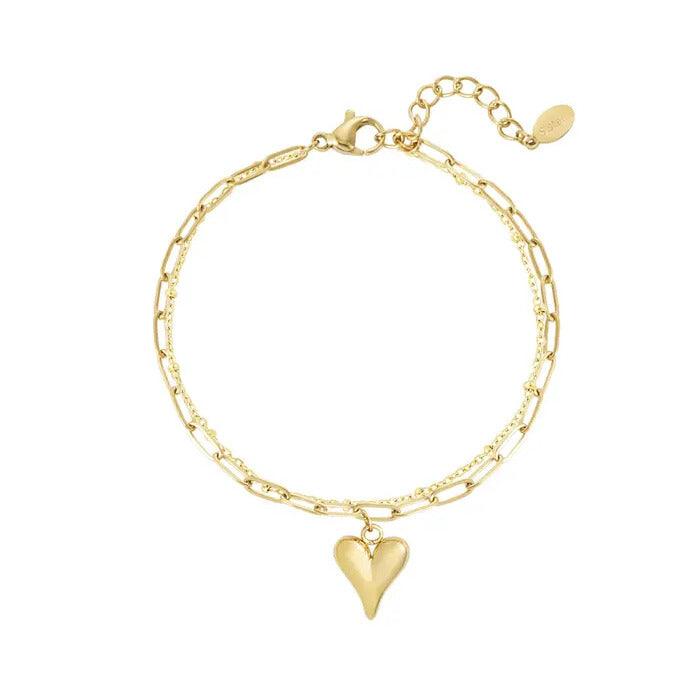 FRENCH RIVIERA | Mariella surgical steel bracelet with heart (gold)