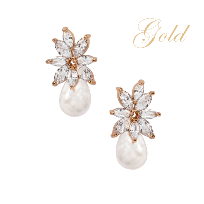 ATHENA BRIDAL | Évelyne crystal-embellished pearl earrings (gold)