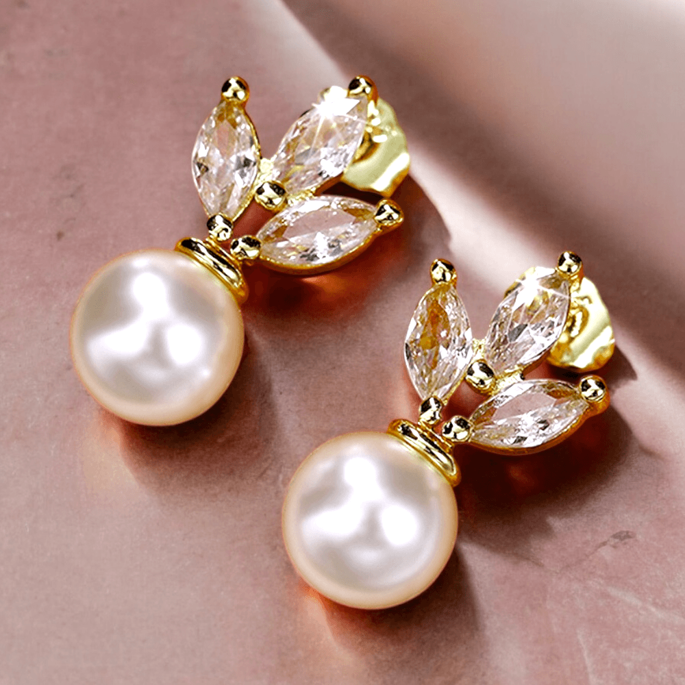 Pearl earrings, ROMANCE | Lauretta gold-colored party earrings