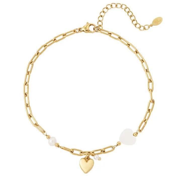 FRENCH RIVIERA | Gilda surgical steel anklet with heart (gold)