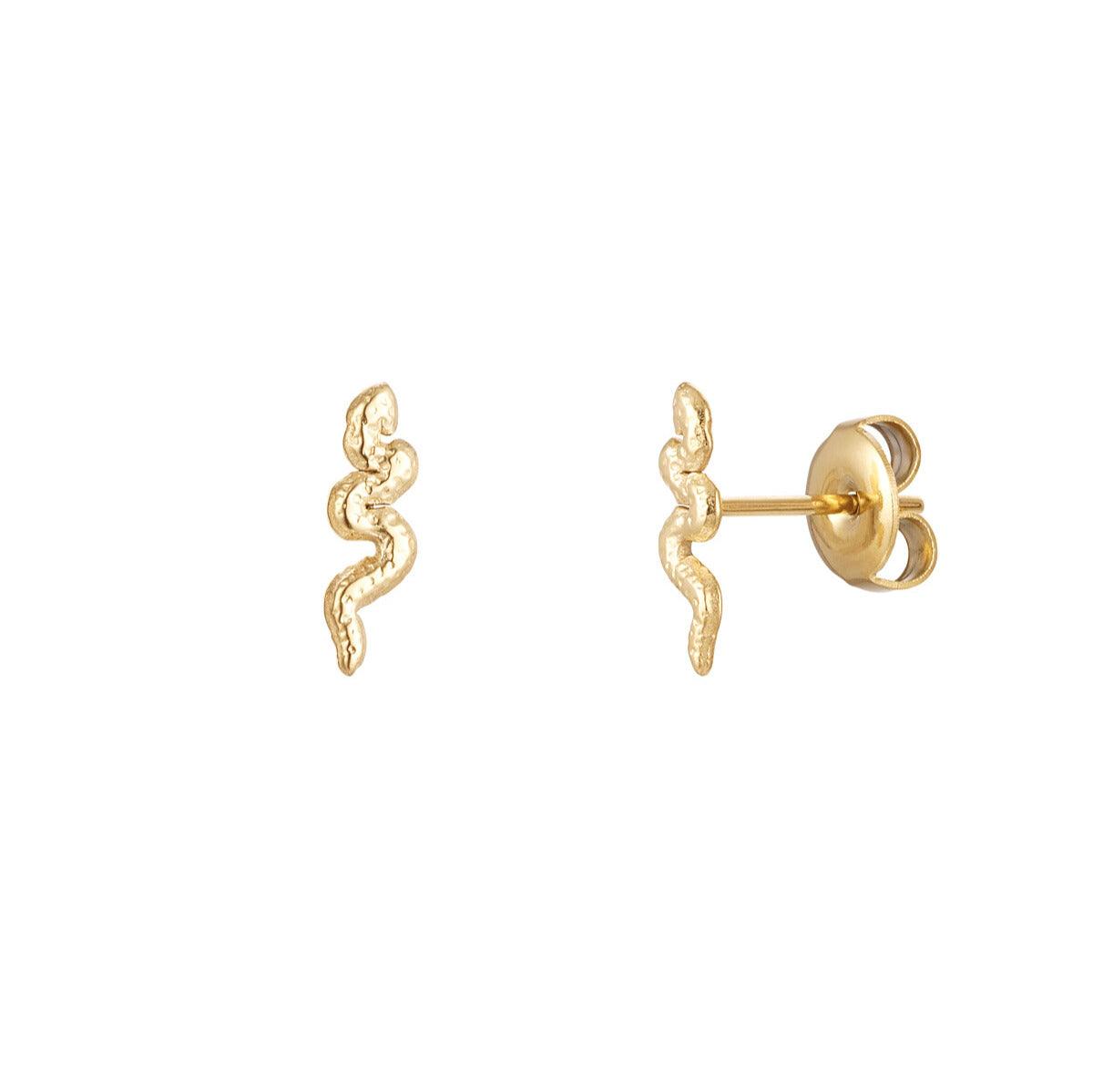 FRENCH RIVIERA | Viper Surgical Steel Snake Stud Earrings (Gold)