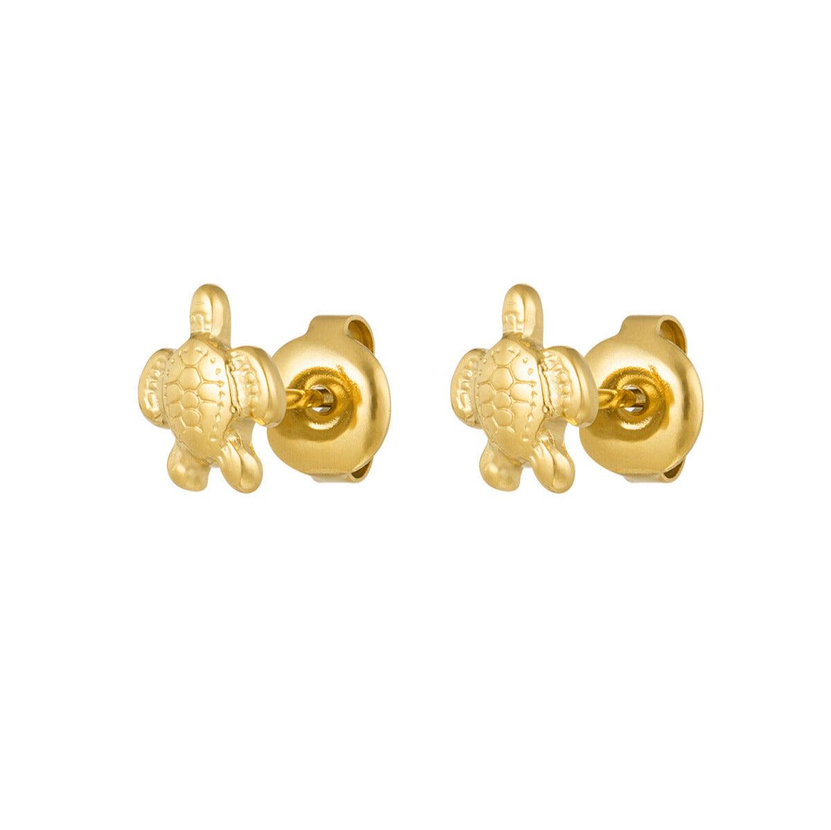 FRENCH RIVIERA | Polly Surgical Steel Turtle Studs (Gold)