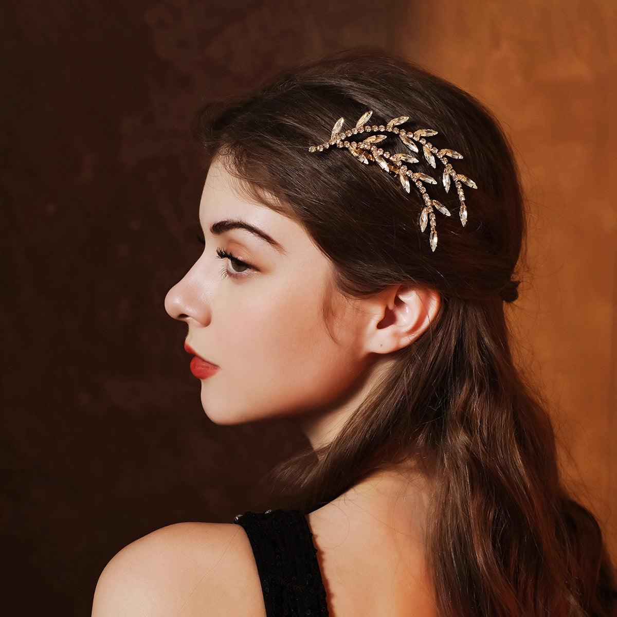 Hair ornament, ROMANCE | Tabitha gold-tone glitter hair ornament