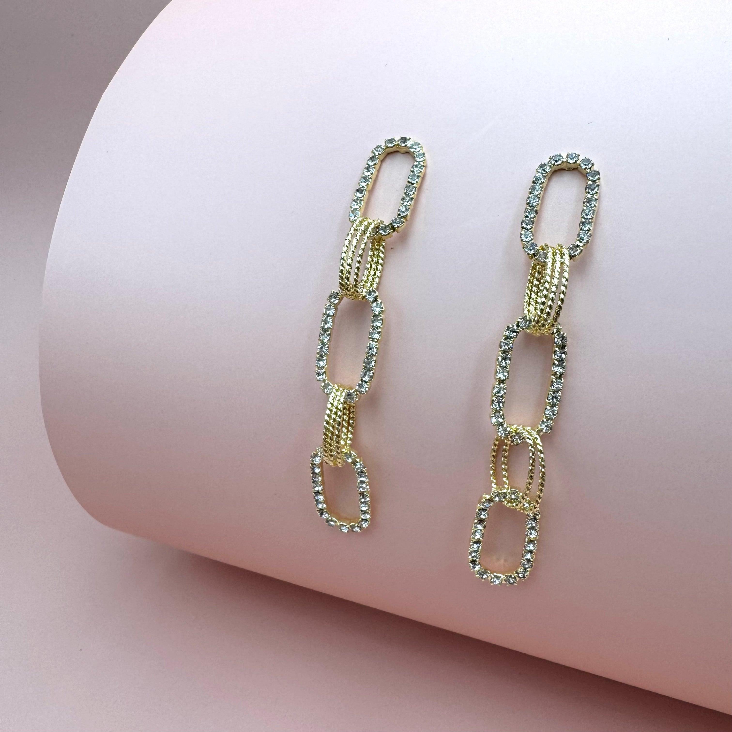 FRENCH RIVIERA | Remy Earrings - clear rhinestone earrings (gold)