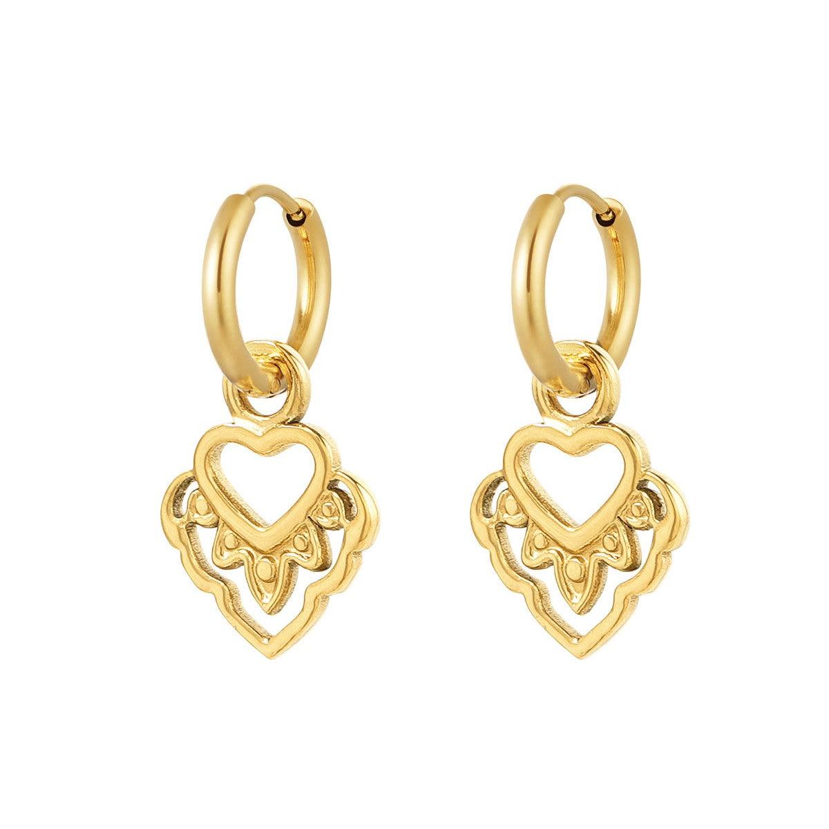 FRENCH RIVIERA | Sabrina gold-tone rings with heart decorations