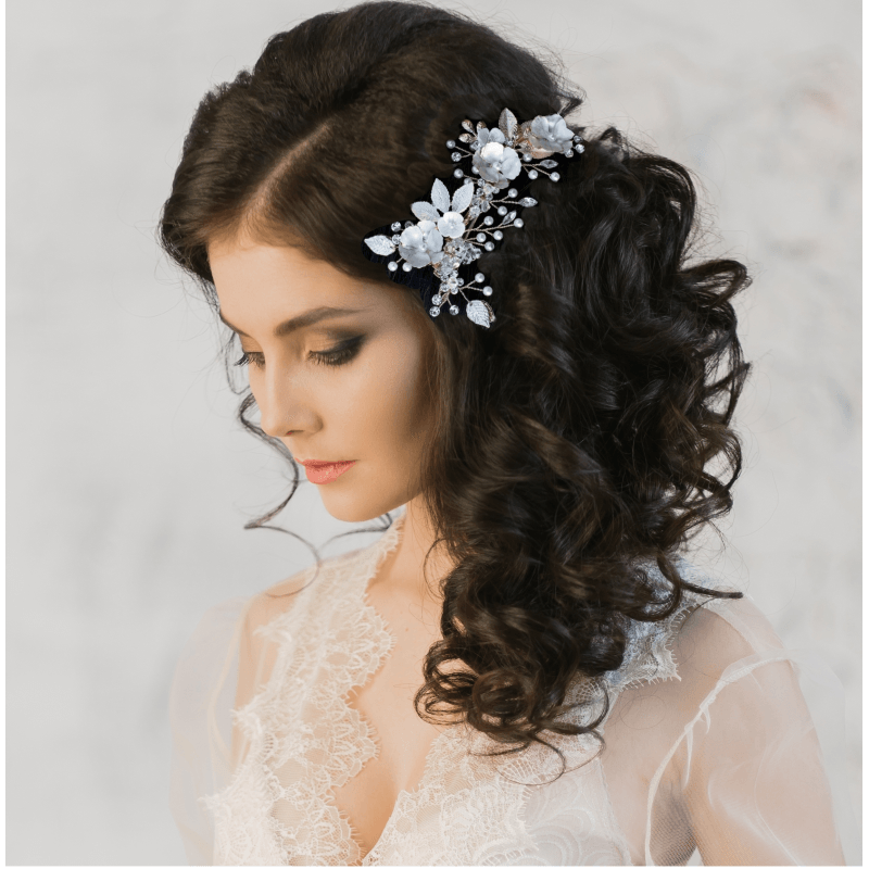 ATHENA BRIDAL | Fleur flower hair accessory with clip (champagne)