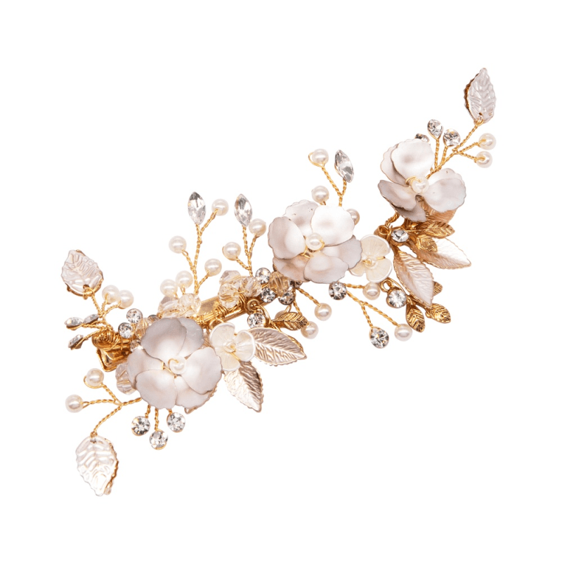 ATHENA BRIDAL | Fleur flower hair accessory with clip (champagne)