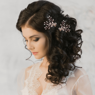 ATHENA BRIDAL | Véronique flower hair accessory set (champagne gold)