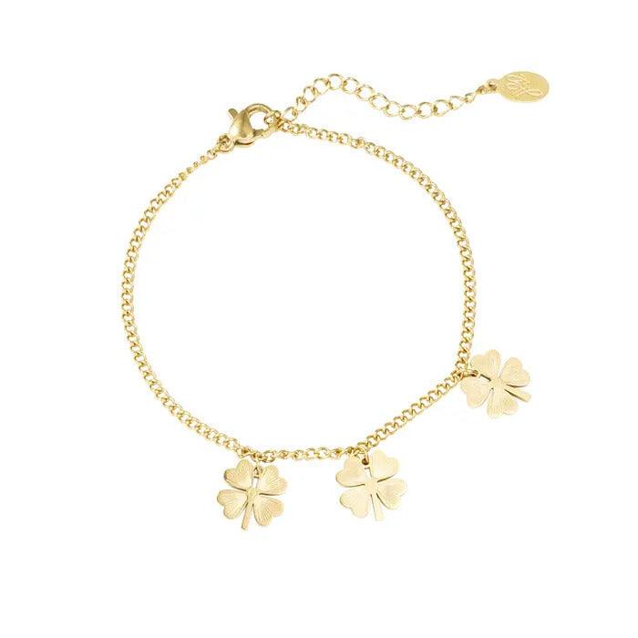 FRENCH RIVIERA | Clover Charm Surgical Steel Bracelet (Gold)