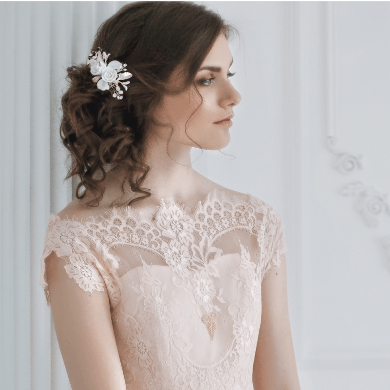 ATHENA BRIDAL | Ophélie flower hair ornament (champagne gold)